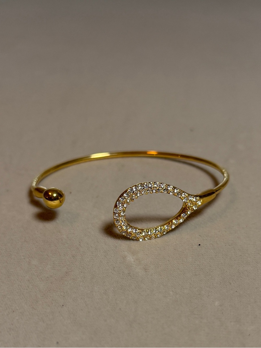 Alexis Bittar Crystal Pavé Teardrop Loop Wire Cuff Bracelet Gold Tone Bypass